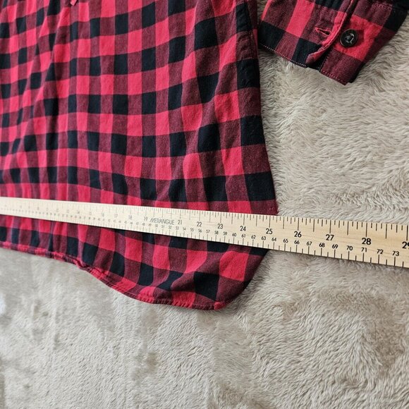 Eddie Bauer Henley Shirt Women's XXL Red Black Buffalo Plaid Long Sleeve Outdoor - Picture 5 of 10